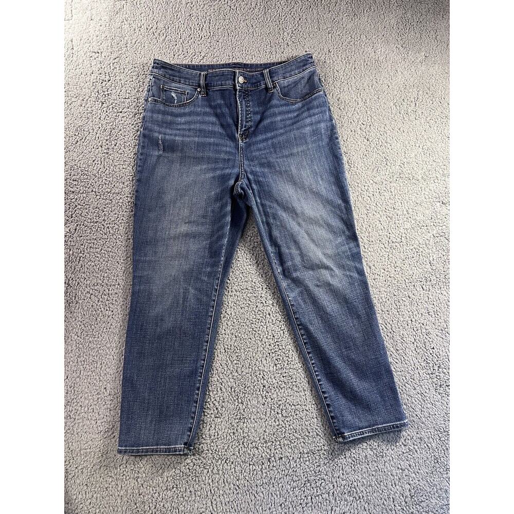 Chicos So Slimming Girlfriend Slim Leg Crop Jeans Womens US 12 Blue Denim Pants